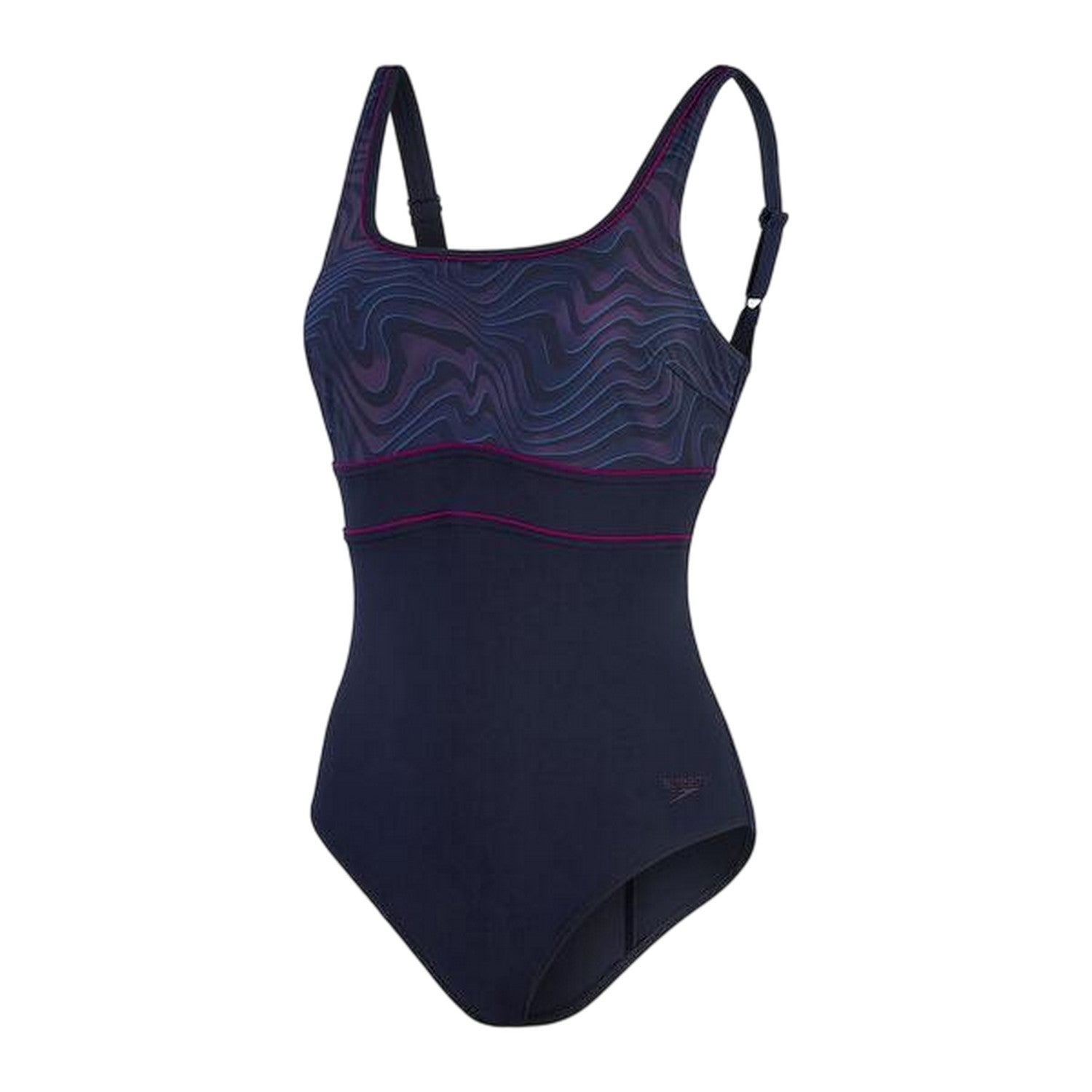 Black-Purple - Front - Speedo Womens-Ladies Eclipse One Piece Swimsuit