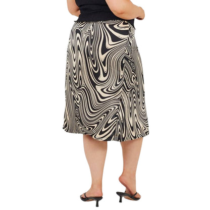Black - Back - Brave Soul Womens-Ladies Swirl Print Plus Midi Skirt