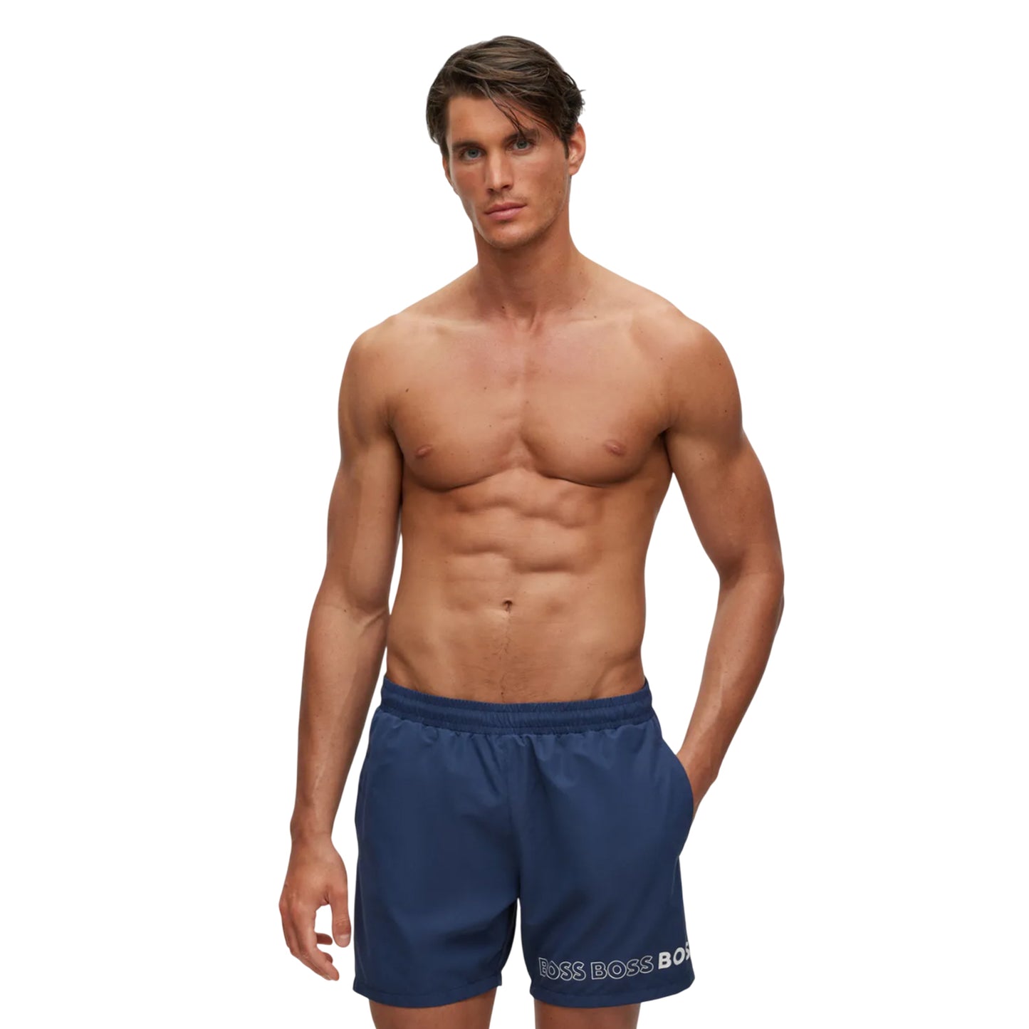 Navy-Bale Navy - Side - Boss Mens Dolphin Swim Shorts