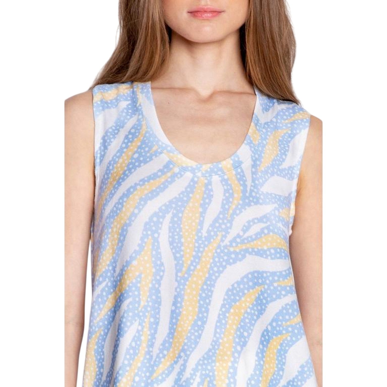 Light Blue - Side - PJ Salvage Womens-Ladies Zebra Print Sleeveless Tank Top
