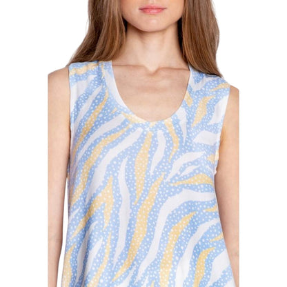 Light Blue - Side - PJ Salvage Womens-Ladies Zebra Print Sleeveless Tank Top
