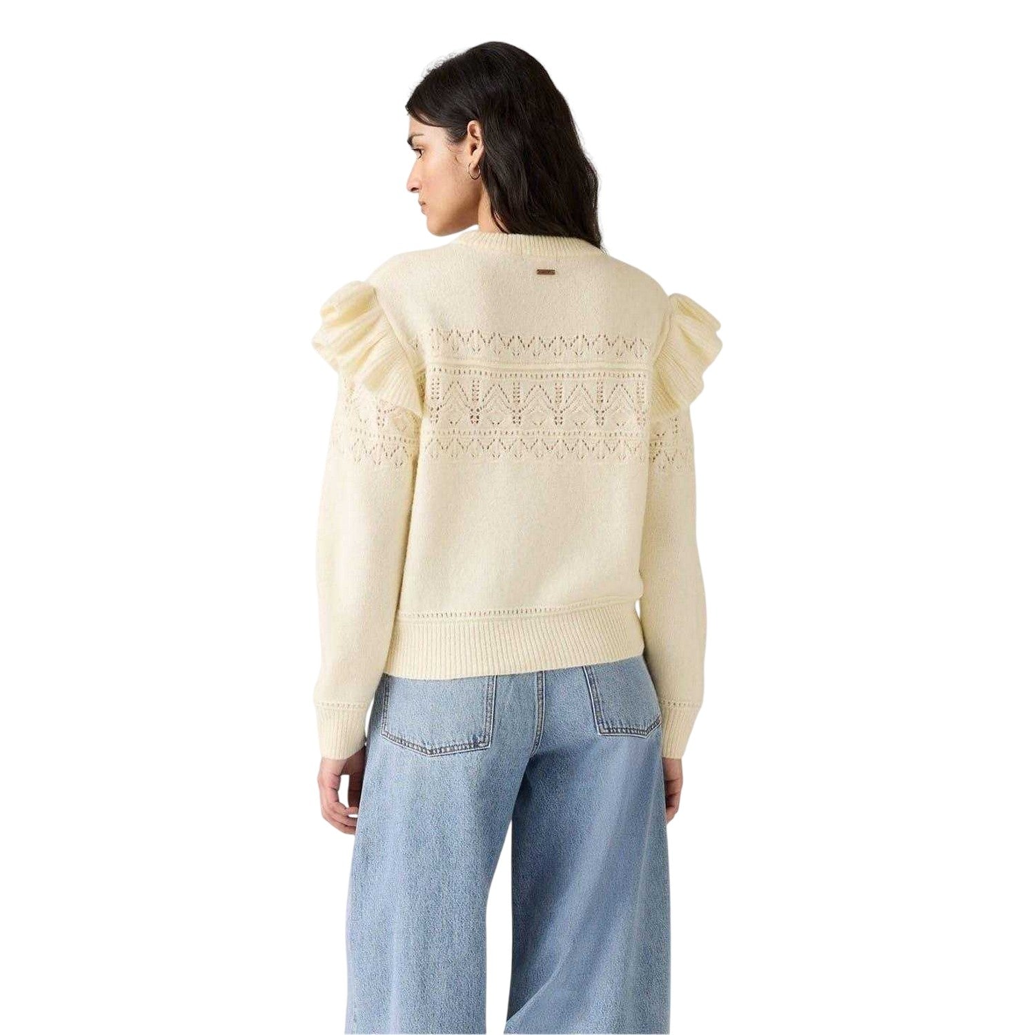 Tofu - Back - Levis Womens-Ladies Shane Pointelle Flutter Sweater Top
