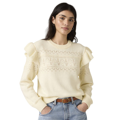 Tofu - Side - Levis Womens-Ladies Shane Pointelle Flutter Sweater Top
