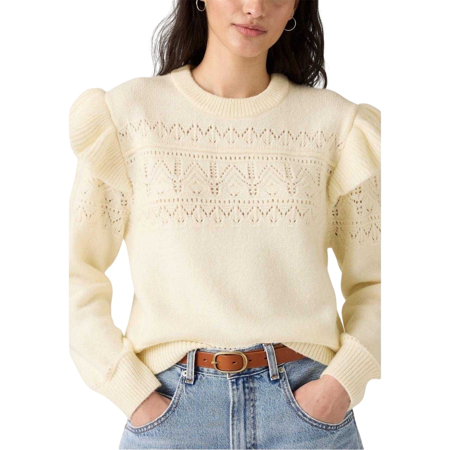 Tofu - Lifestyle - Levis Womens-Ladies Shane Pointelle Flutter Sweater Top