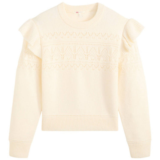 Tofu - Front - Levis Womens-Ladies Shane Pointelle Flutter Sweater Top