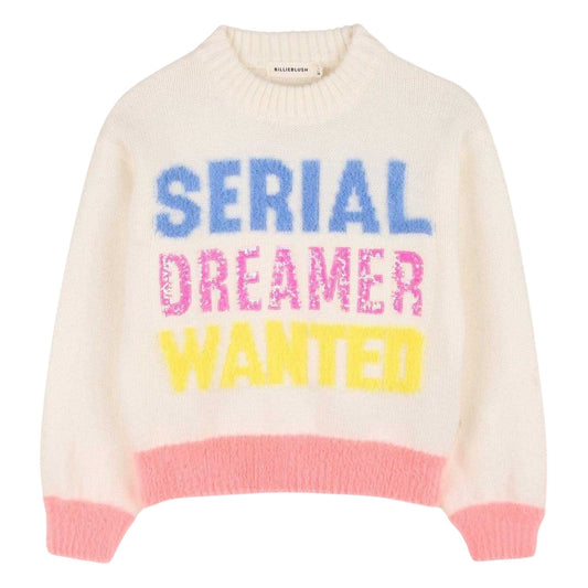 Ivory - Front - Billieblush Girls Serial Dreamer Wanted Sweater Top