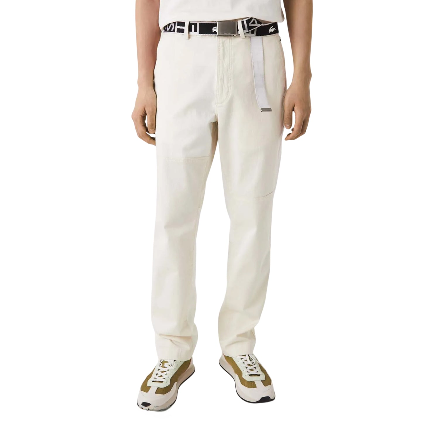 White - Side - Lacoste Mens Live Heritage Organic Cotton Patchwork Trousers