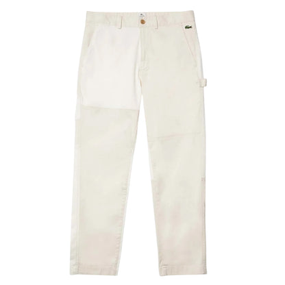 White - Front - Lacoste Mens Live Heritage Organic Cotton Patchwork Trousers
