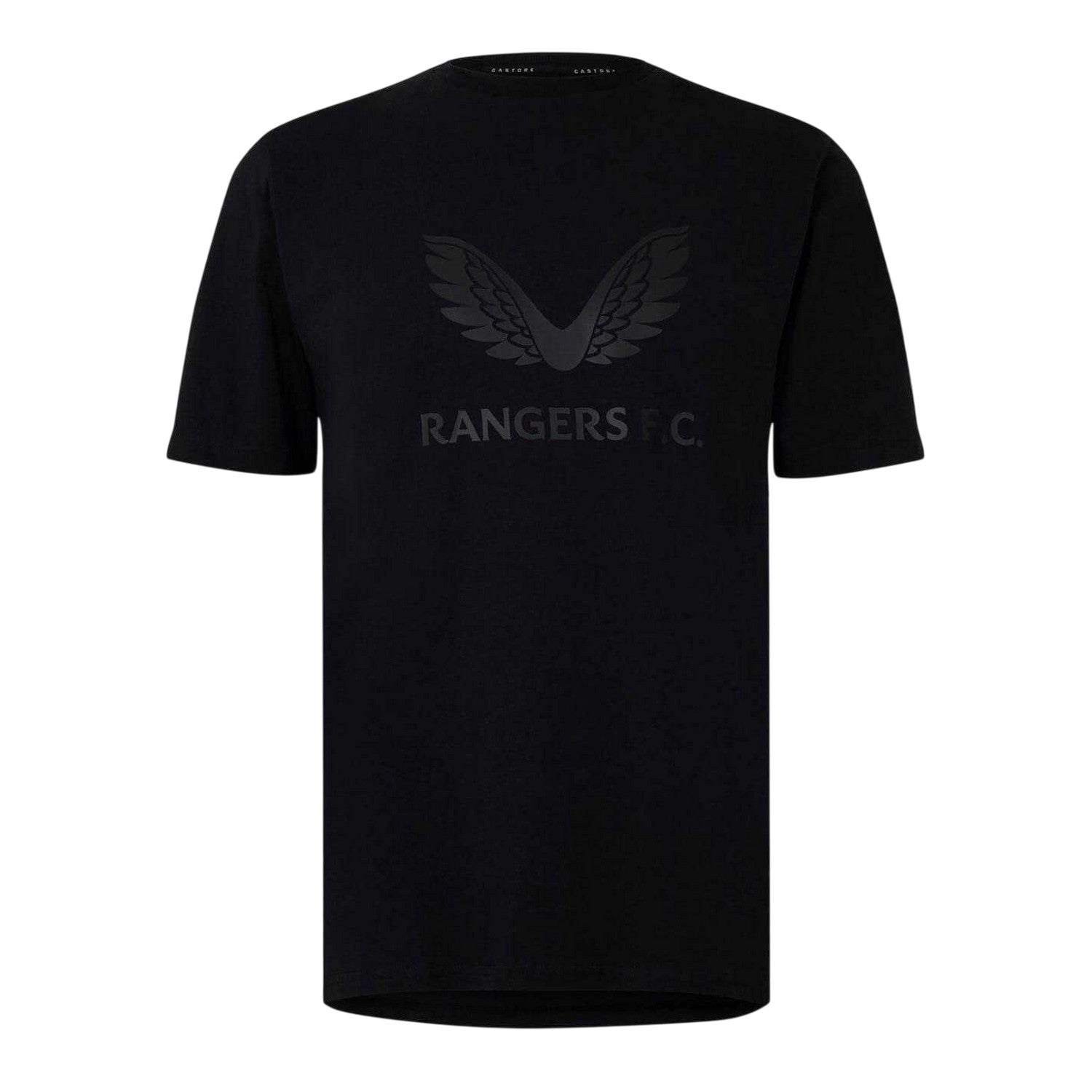 Black - Front - Castore Mens Rangers FC Logo Regular T-Shirt