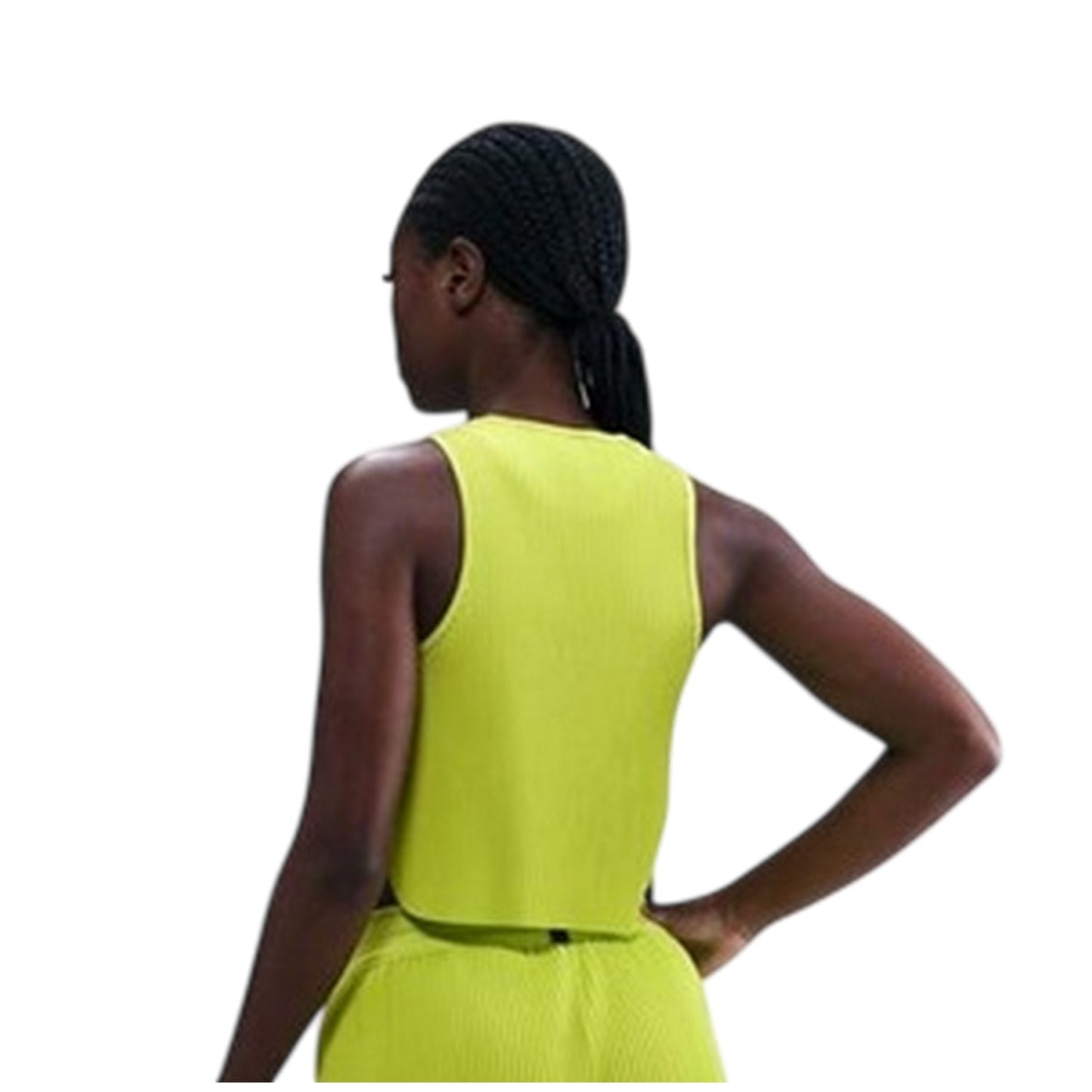 Cyber Green-Black - Back - Nike Womens-Ladies Cropped Tank Top
