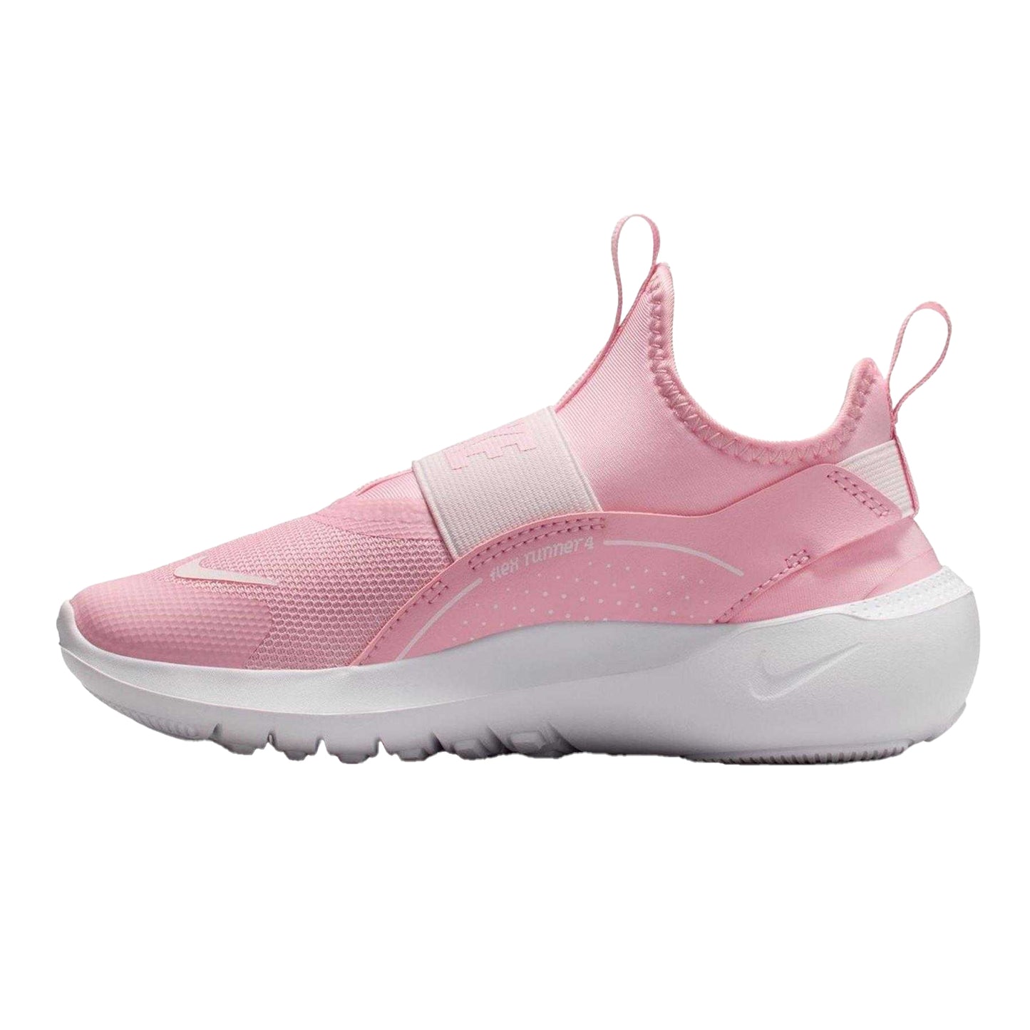 Soft Pink - Side - Nike Childrens-Kids Flex Runner 4 Mesh Slip-on Trainers