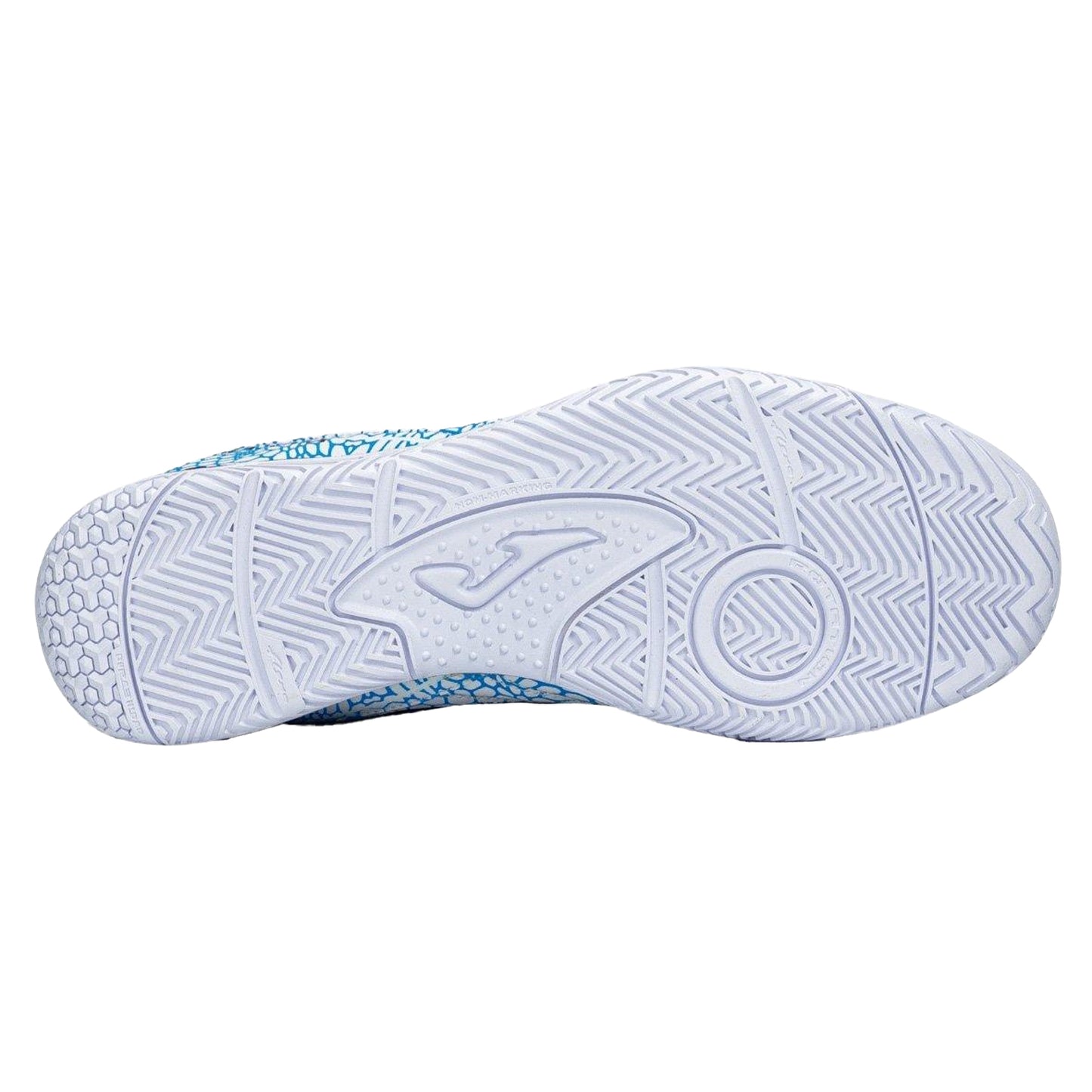 White-Blue - Side - Joma Unisex Adult Maxima Reptile Print Indoor Football Shoes