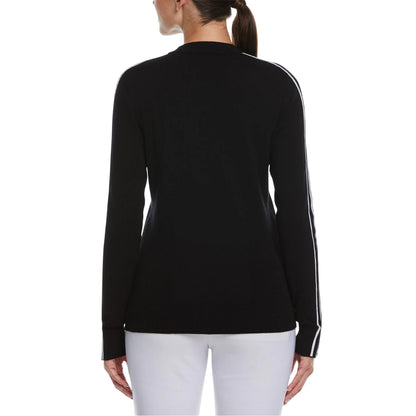 Black - Back - Callaway Womens-Ladies Striped Mock Neck Sweater Top