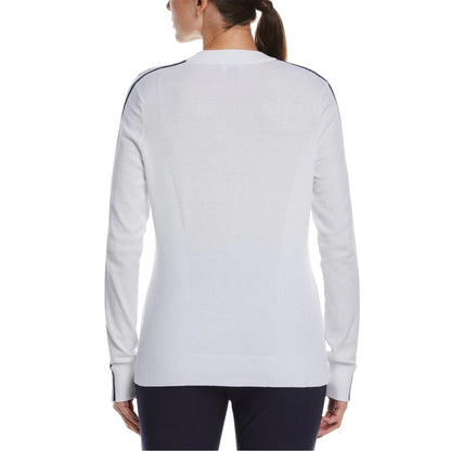Bright White - Back - Callaway Womens-Ladies Striped Mock Neck Sweater Top