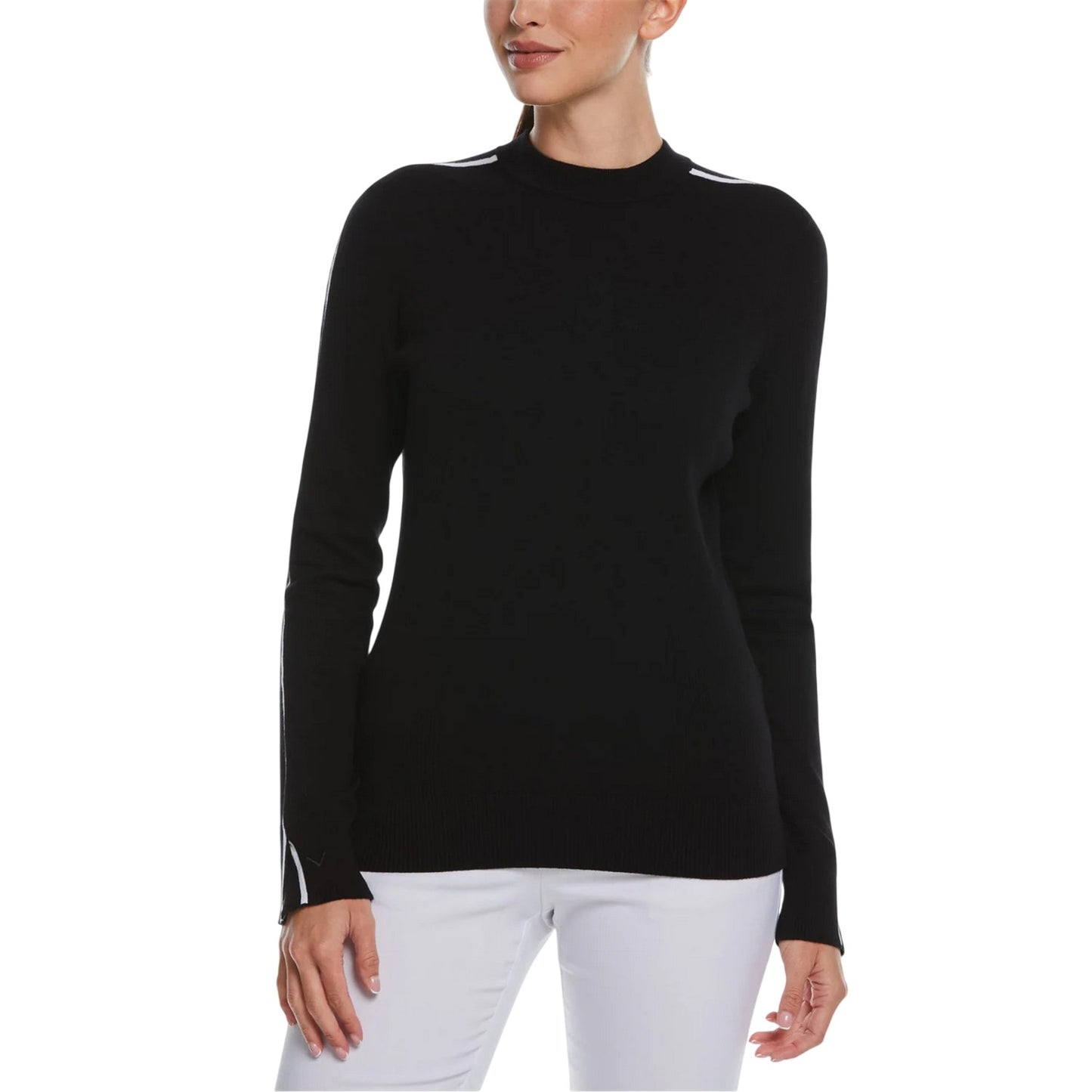 Black - Front - Callaway Womens-Ladies Striped Mock Neck Sweater Top
