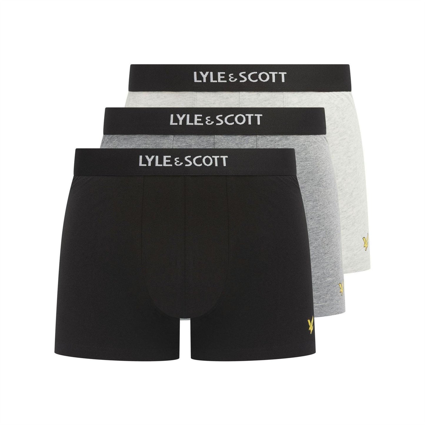 White-Grey-Black - Front - Lyle & Scott Mens Devon Boxer Shorts (Pack of 3)