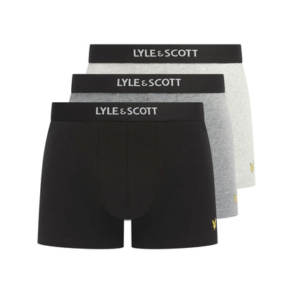 White-Grey-Black - Front - Lyle & Scott Mens Devon Boxer Shorts (Pack of 3)