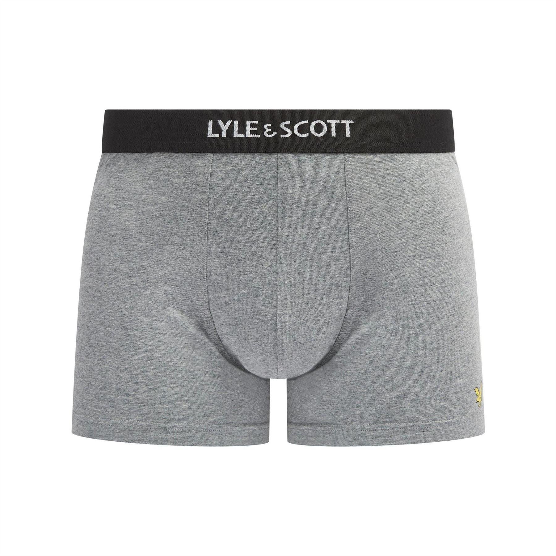 White-Grey-Black - Side - Lyle & Scott Mens Devon Boxer Shorts (Pack of 3)