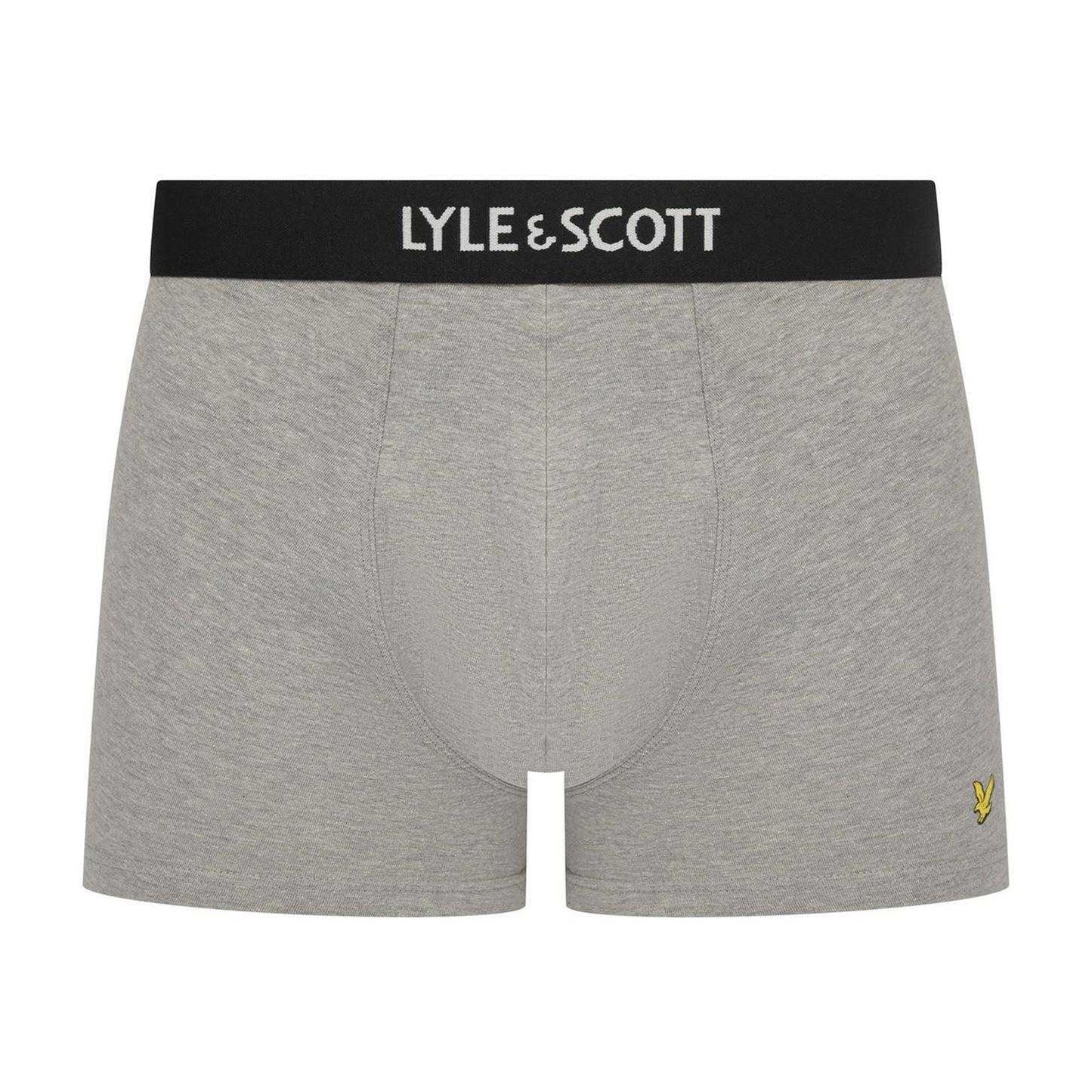 Black-Grey-Blue - Back - Lyle & Scott Mens Devon Boxer Shorts (Pack of 3)