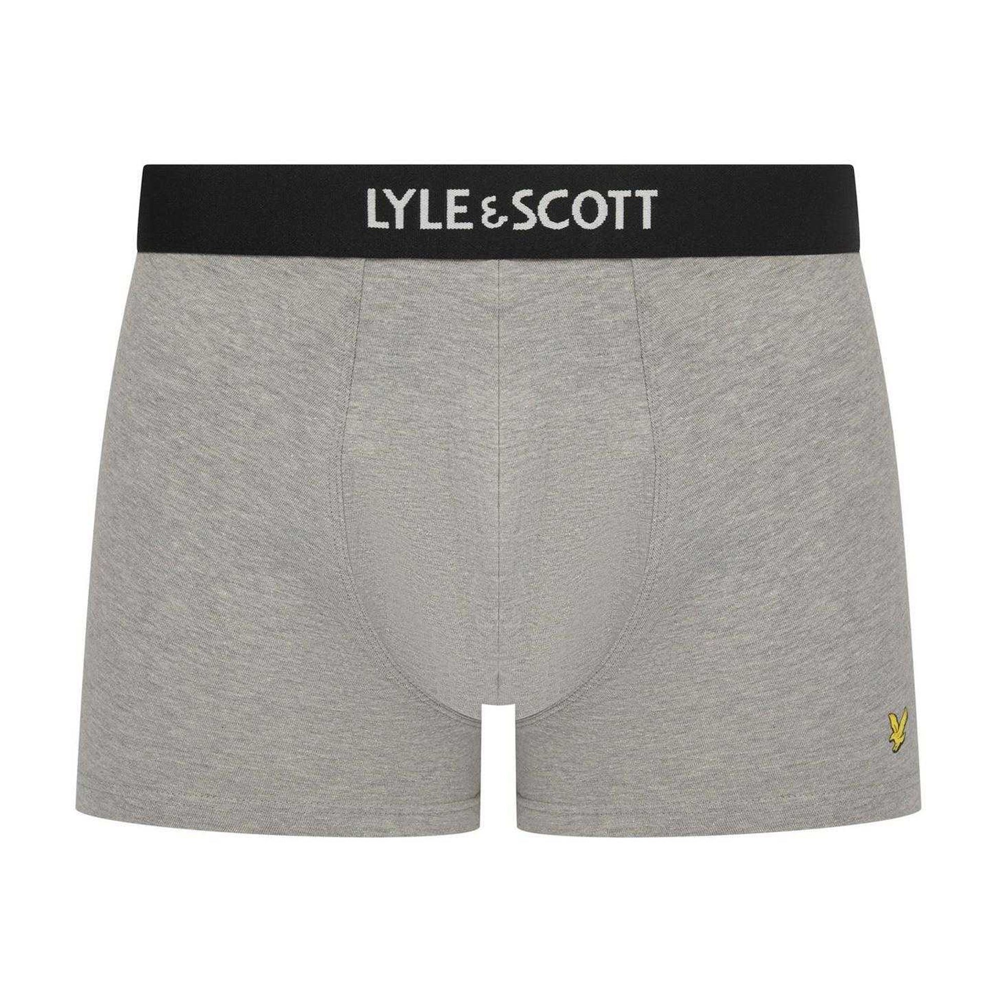 Black-Grey-Blue - Back - Lyle & Scott Mens Devon Boxer Shorts (Pack of 3)