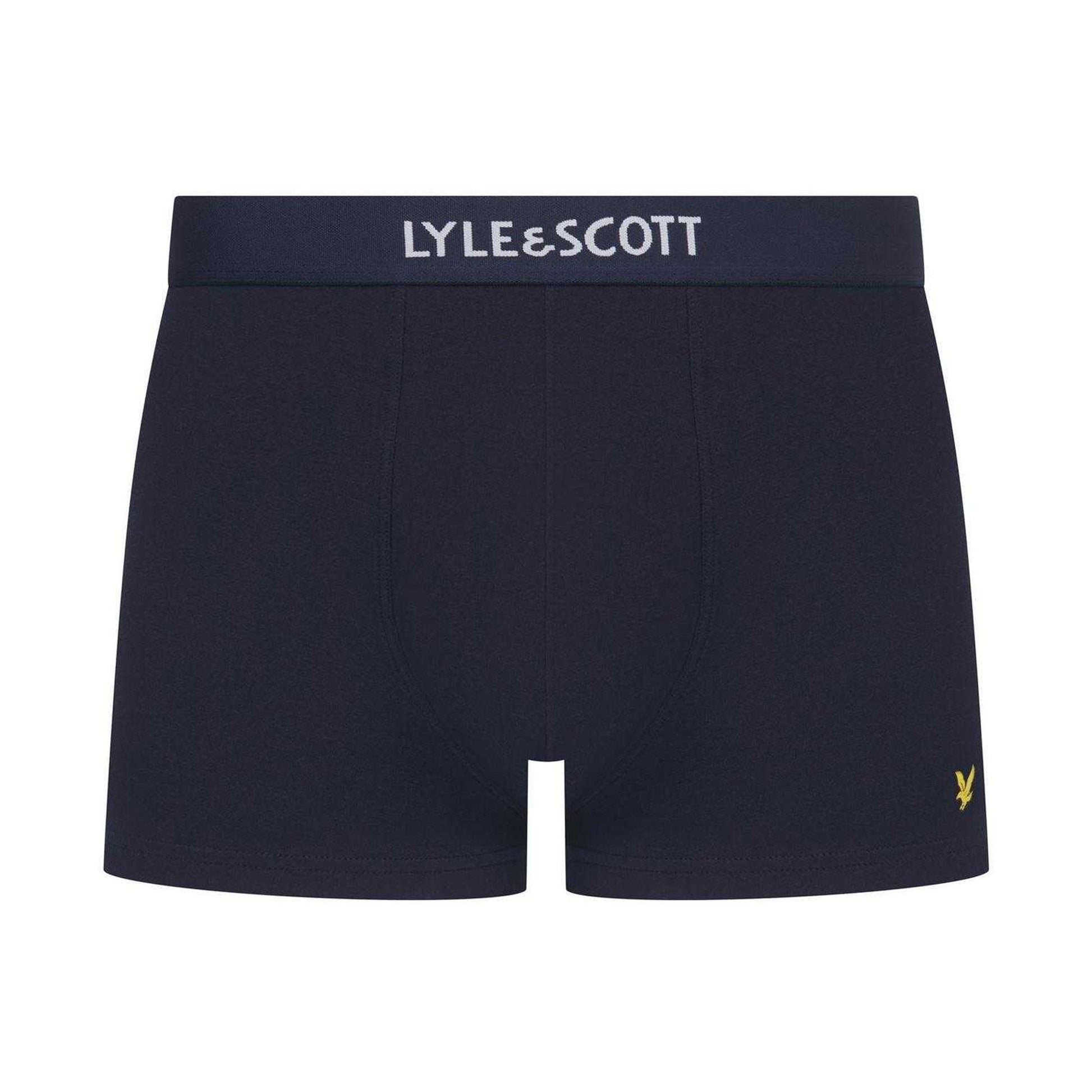 Black-Grey-Blue - Side - Lyle & Scott Mens Devon Boxer Shorts (Pack of 3)