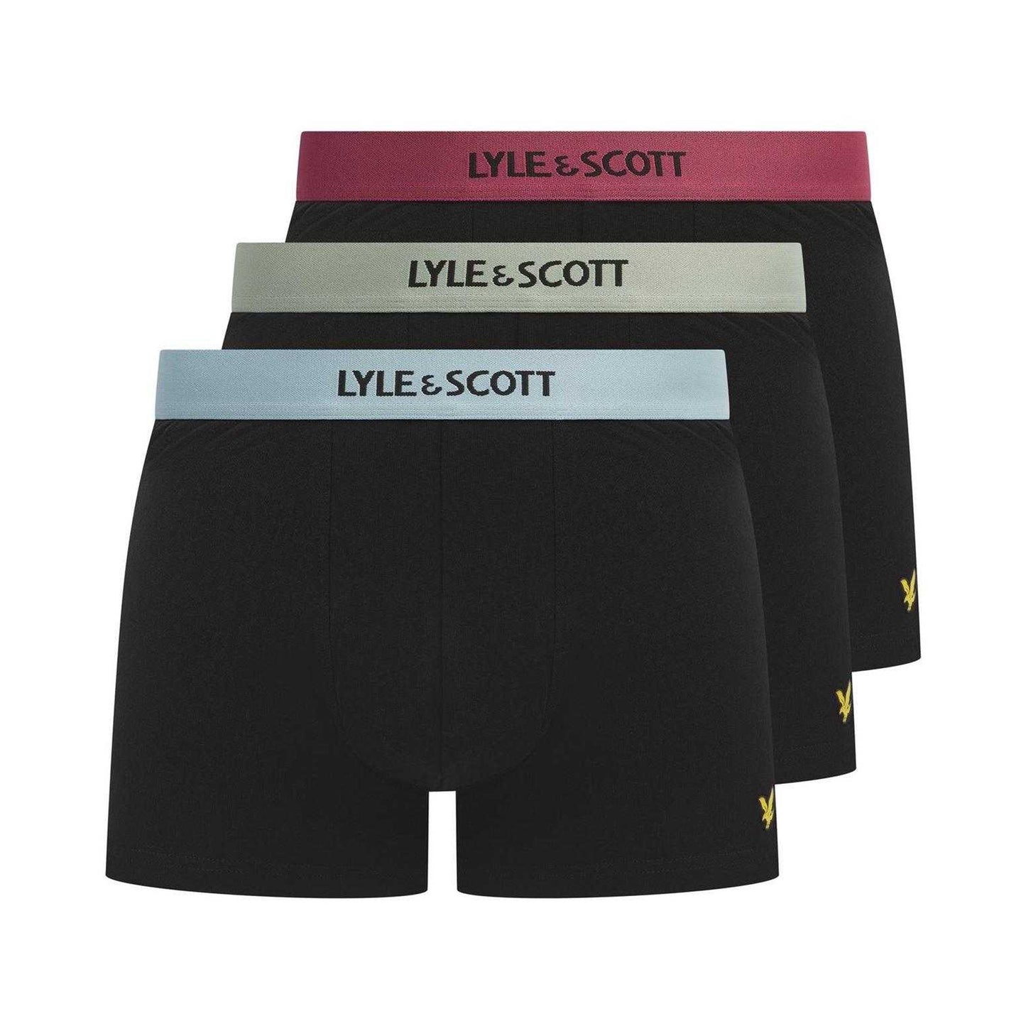 Black-Multicoloured - Front - Lyle & Scott Mens Devon Boxer Shorts (Pack of 3)