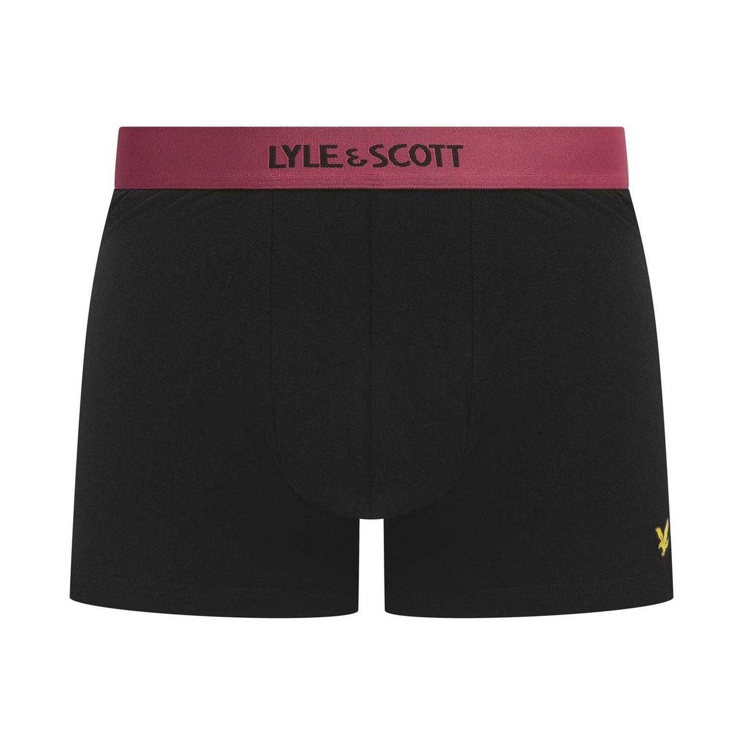 Black-Multicoloured - Back - Lyle & Scott Mens Devon Boxer Shorts (Pack of 3)