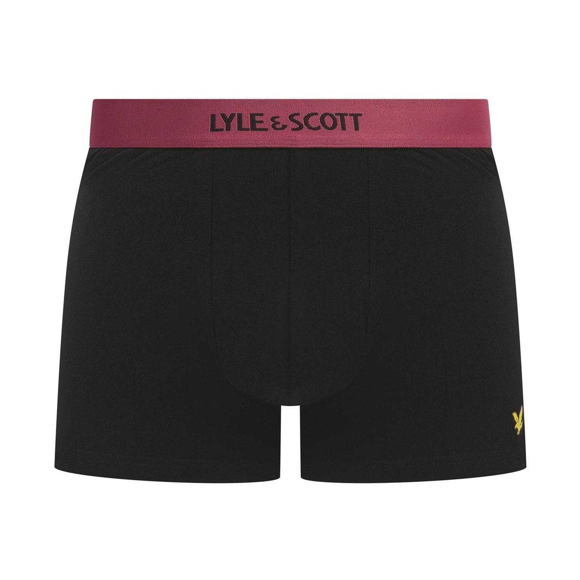 Black-Multicoloured - Back - Lyle & Scott Mens Devon Boxer Shorts (Pack of 3)