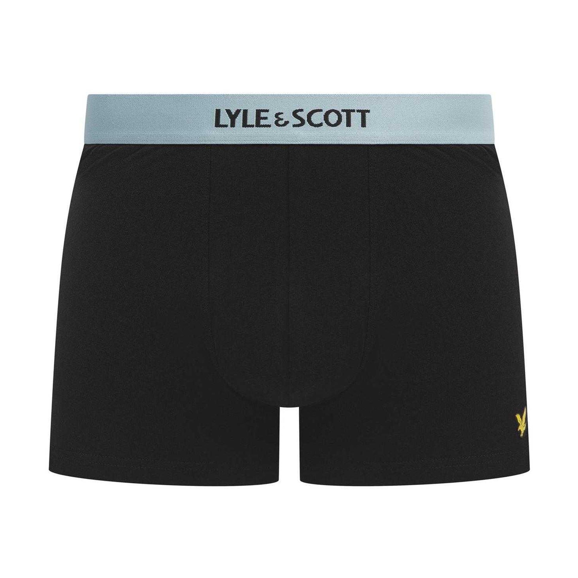 Black-Multicoloured - Side - Lyle & Scott Mens Devon Boxer Shorts (Pack of 3)