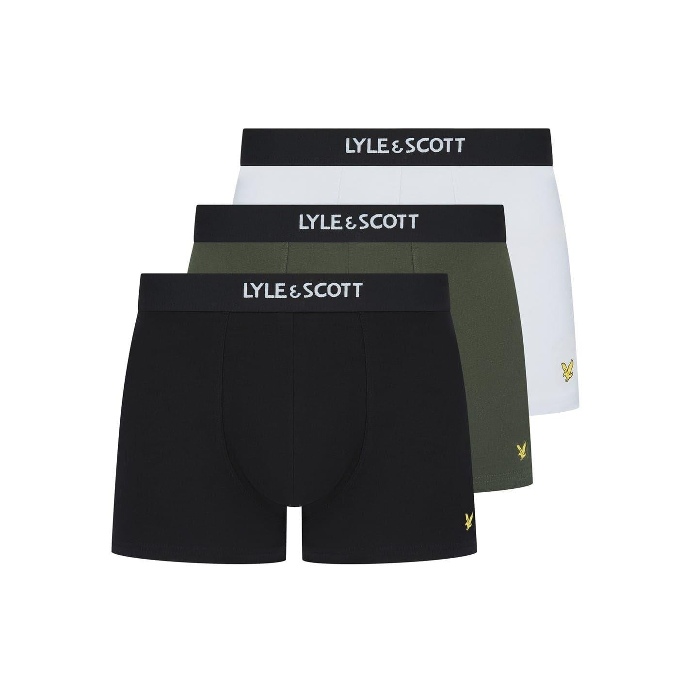 Black-Ivy-White - Front - Lyle & Scott Mens Devon Boxer Shorts (Pack of 3)