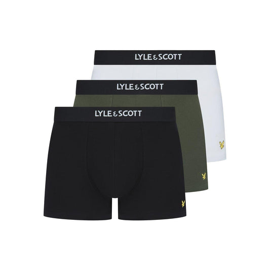Black-Ivy-White - Front - Lyle & Scott Mens Devon Boxer Shorts (Pack of 3)