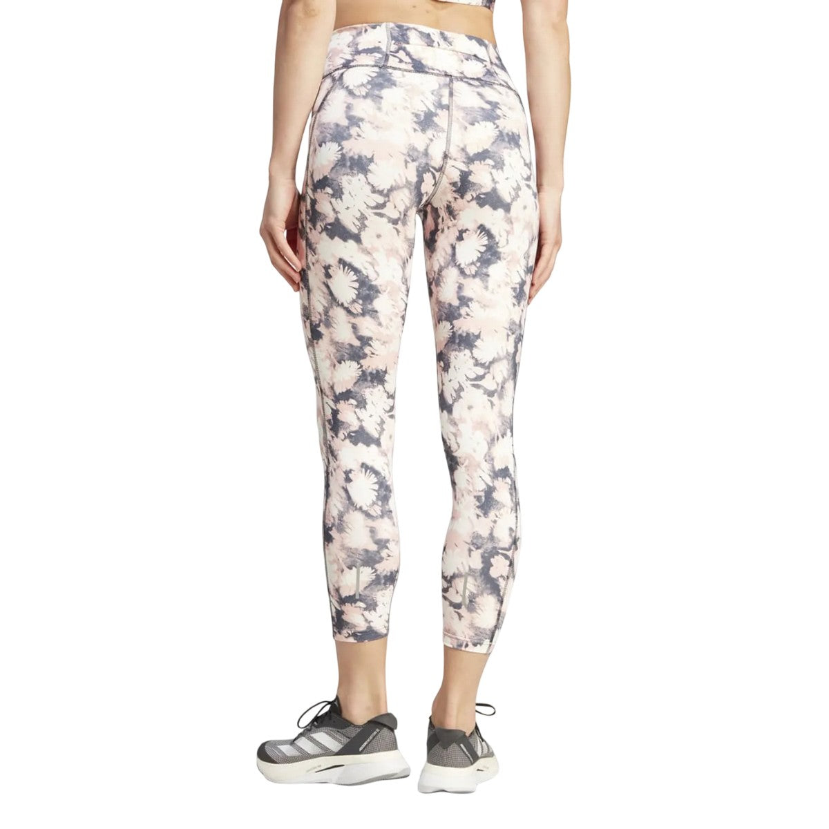 Pink-Grey - Back - Adidas Womens-Ladies Daily Run 7-8 Leggings