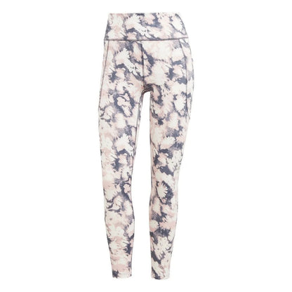 Pink-Grey - Front - Adidas Womens-Ladies Daily Run 7-8 Leggings