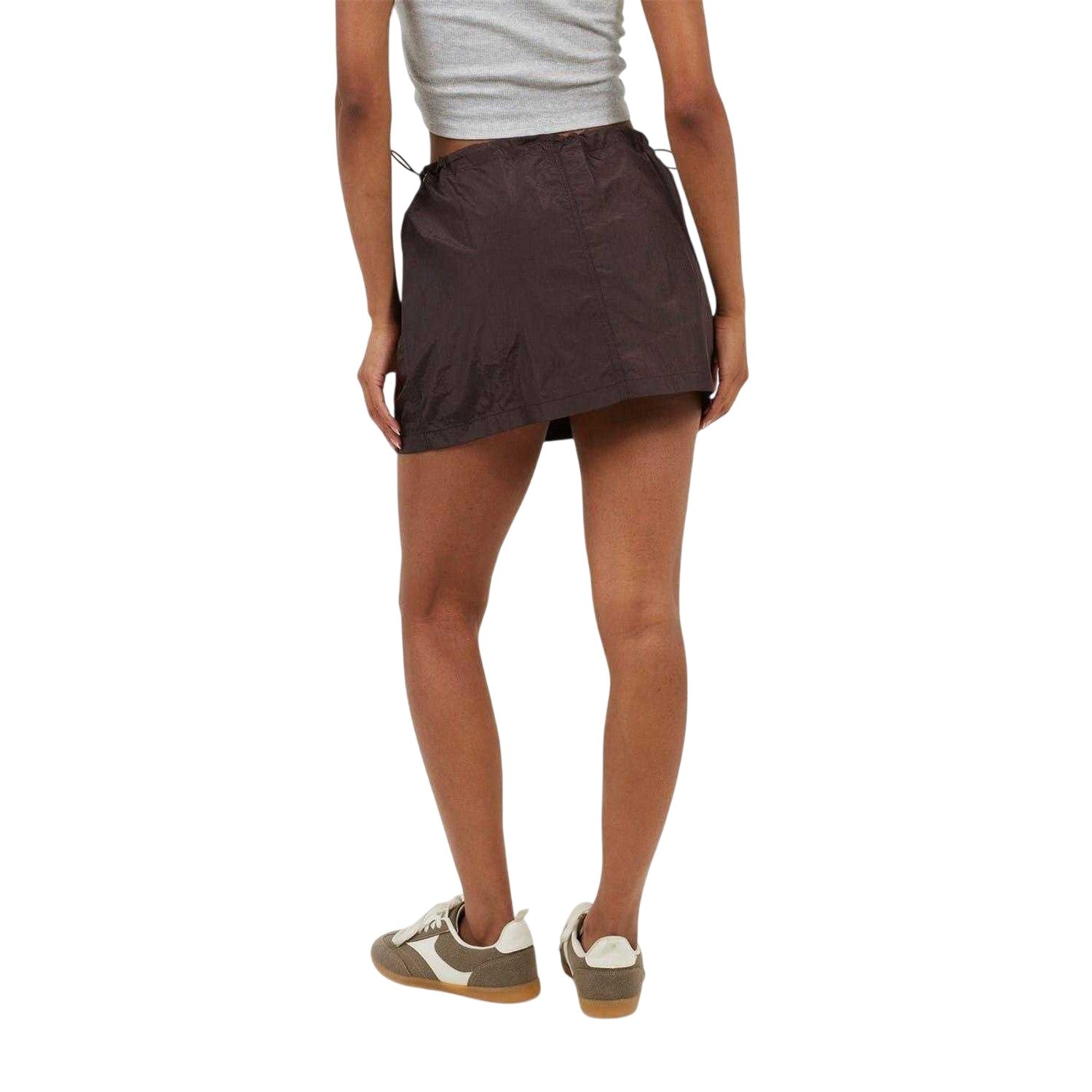 Brown - Back - Brave Soul Womens-Ladies Cargo Toggle Waist Mini Skirt