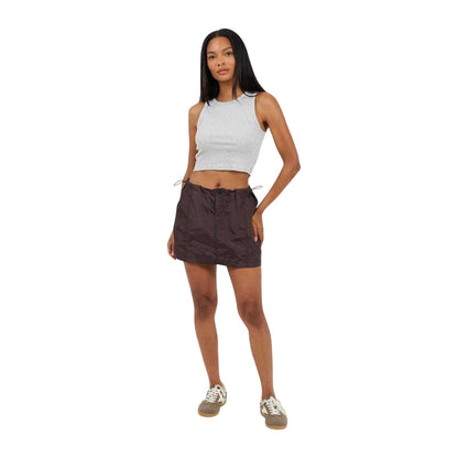 Brown - Lifestyle - Brave Soul Womens-Ladies Cargo Toggle Waist Mini Skirt