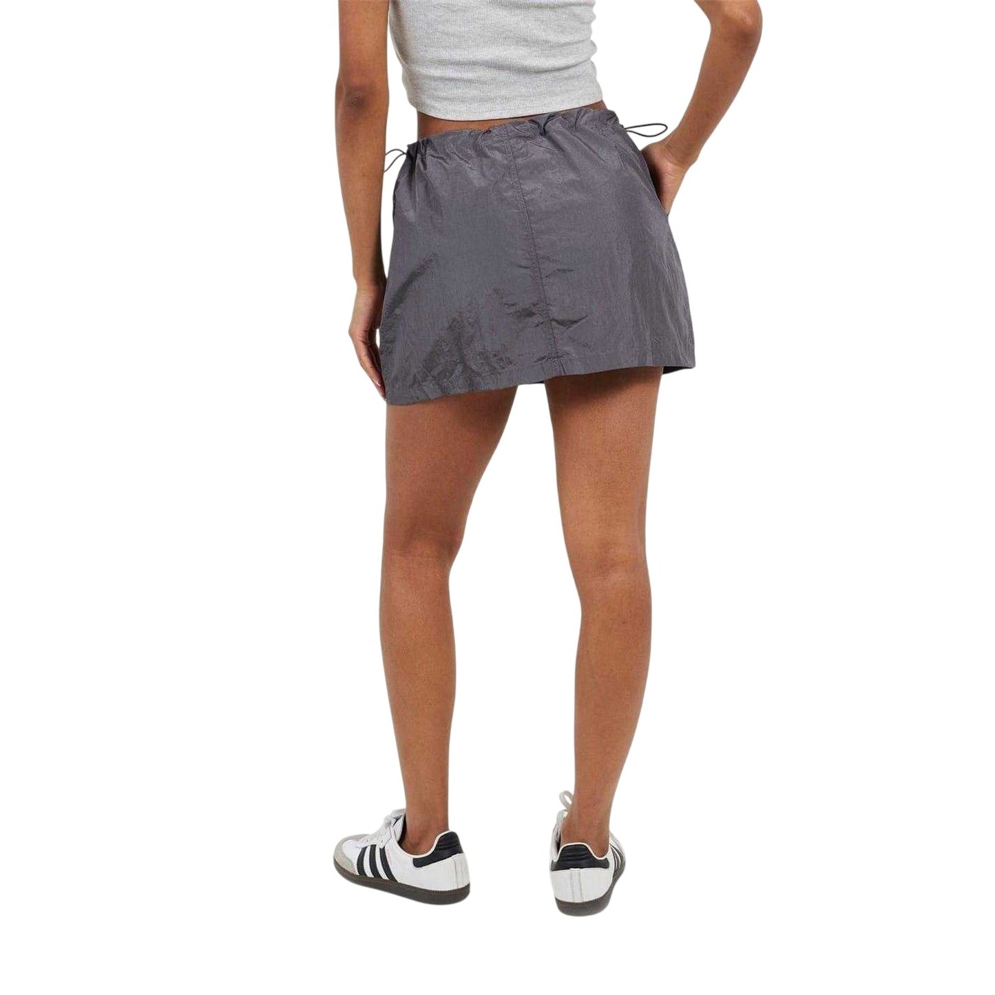 Grey - Back - Brave Soul Womens-Ladies Cargo Toggle Waist Mini Skirt
