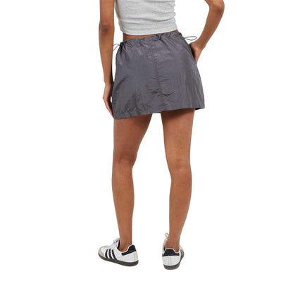 Grey - Back - Brave Soul Womens-Ladies Cargo Toggle Waist Mini Skirt
