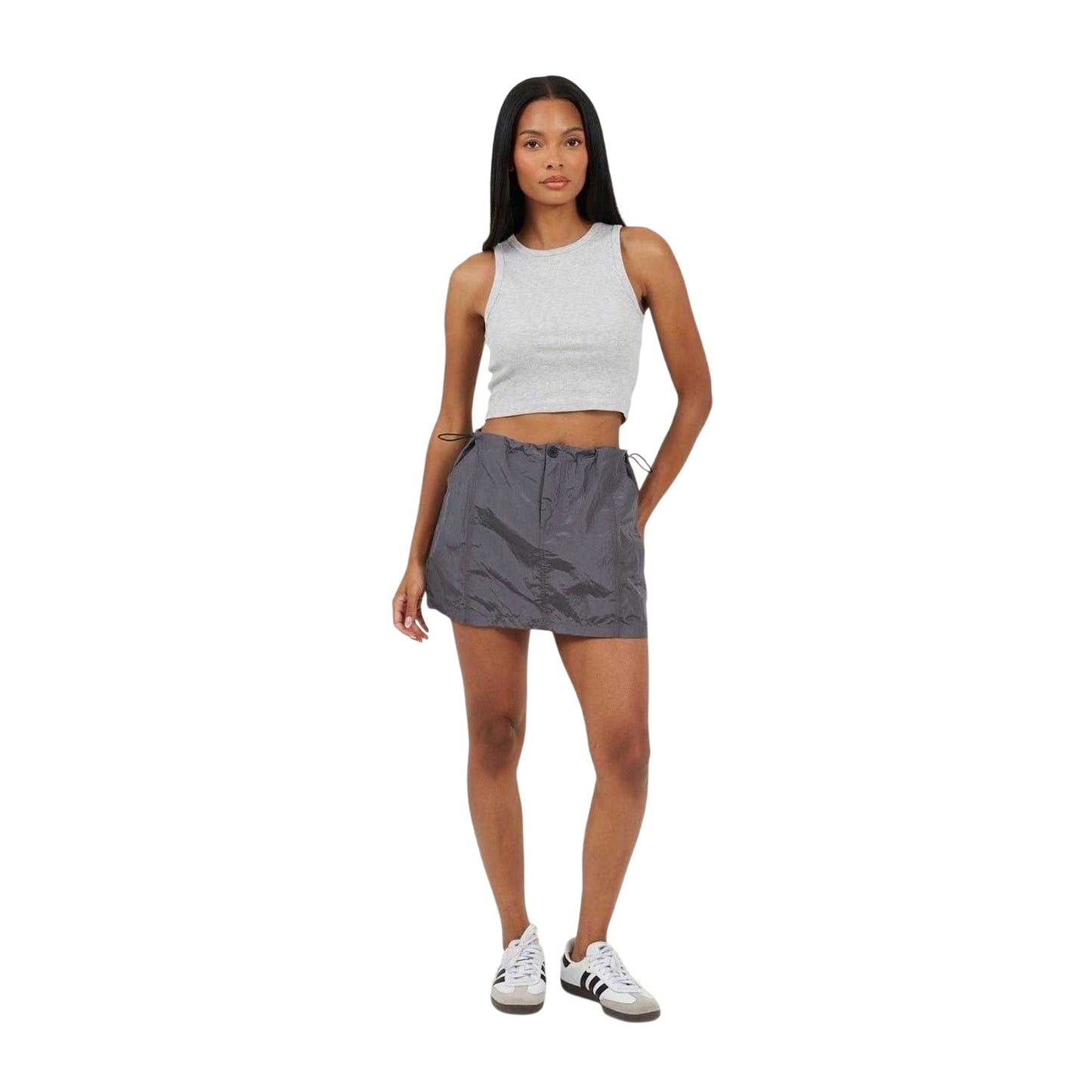 Grey - Lifestyle - Brave Soul Womens-Ladies Cargo Toggle Waist Mini Skirt