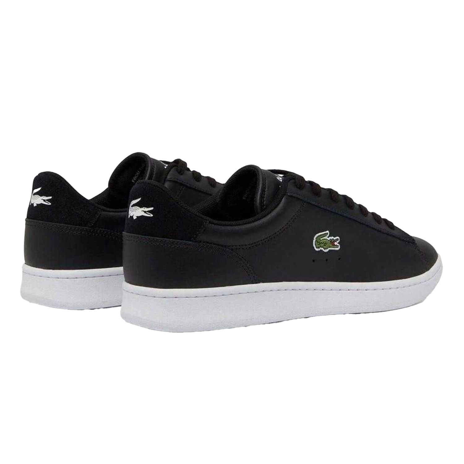 Black-White - Back - Lacoste Mens Carnaby Leather Flat Trainers