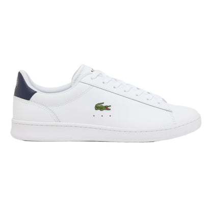 White-Navy - Front - Lacoste Mens Carnaby Leather Flat Trainers