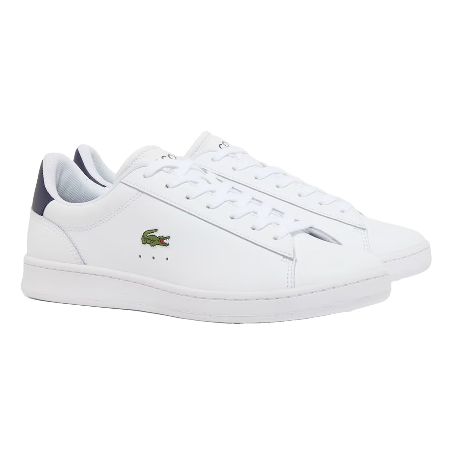 White-Navy - Pack Shot - Lacoste Mens Carnaby Leather Flat Trainers
