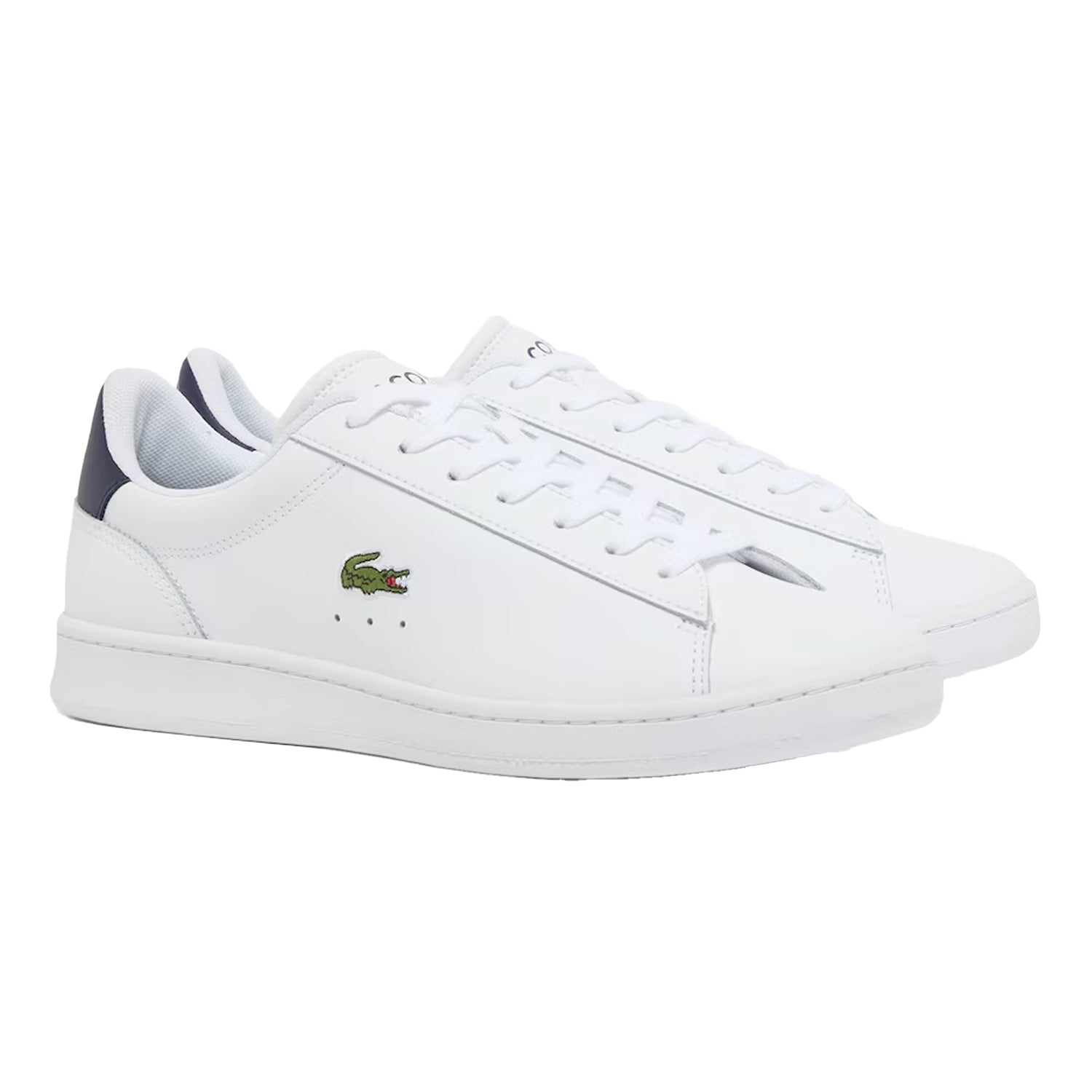 White-Navy - Pack Shot - Lacoste Mens Carnaby Leather Flat Trainers