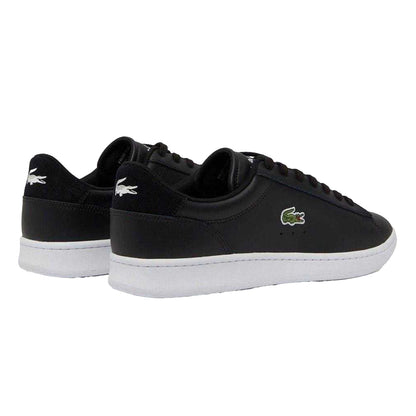 Black-White - Back - Lacoste Mens Carnaby Leather Flat Trainers