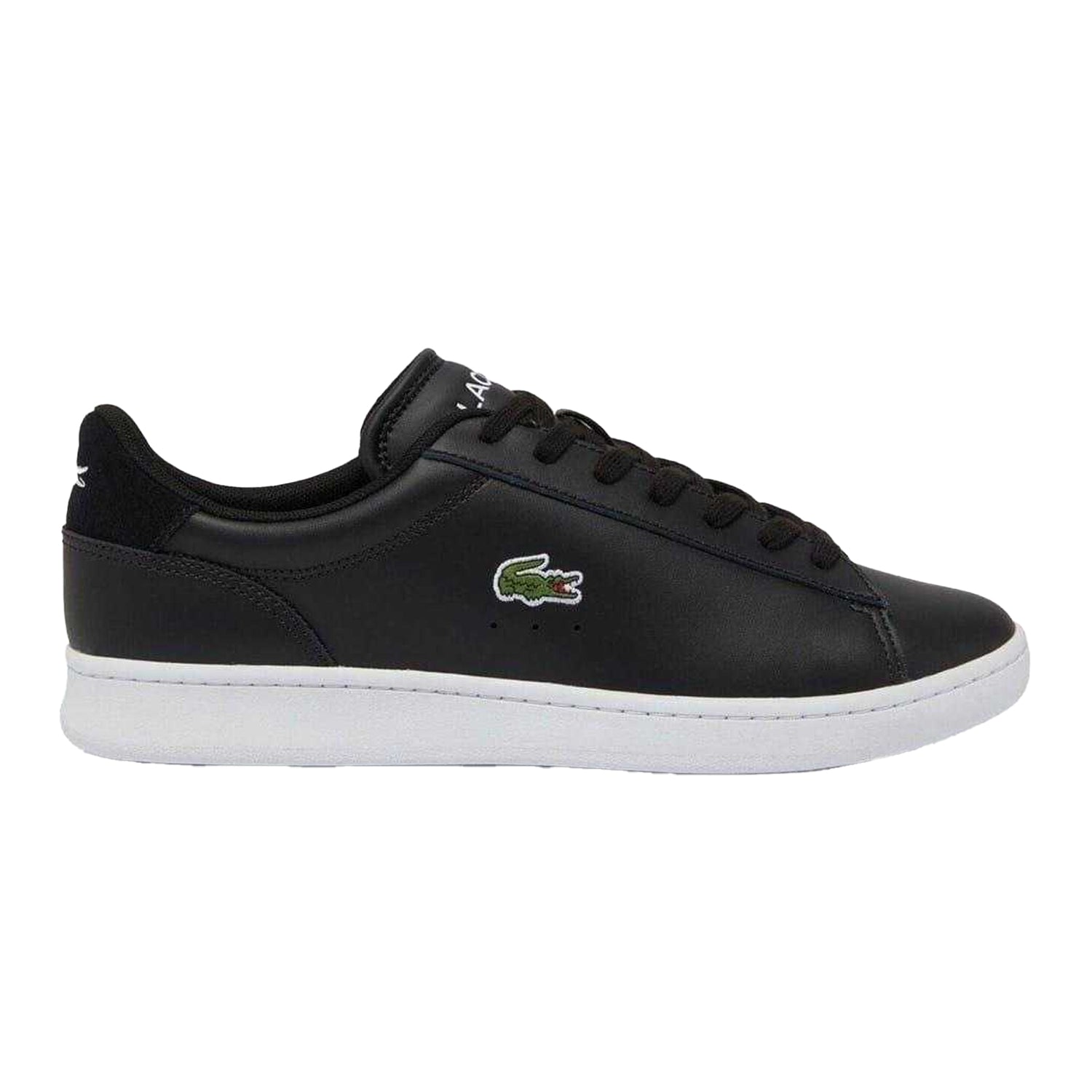 Black-White - Front - Lacoste Mens Carnaby Leather Flat Trainers
