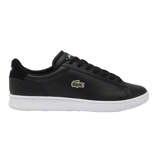 Black-White - Front - Lacoste Mens Carnaby Leather Flat Trainers