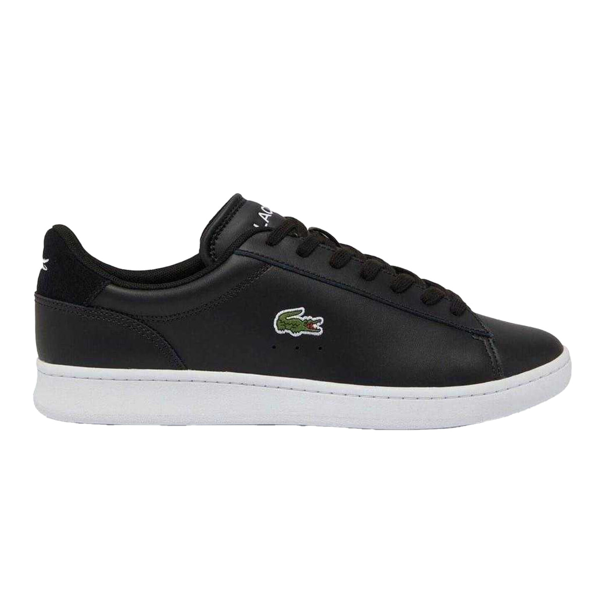 Black-White - Front - Lacoste Mens Carnaby Leather Flat Trainers