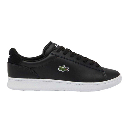 Black-White - Front - Lacoste Mens Carnaby Leather Flat Trainers