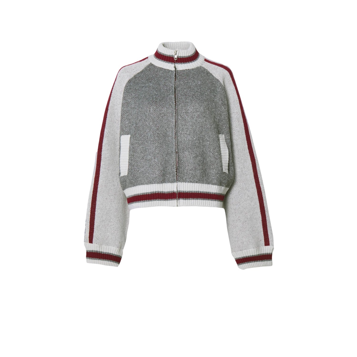 Cobblestone Heather - Front - Guess Womens-Ladies Embroidered Logo Full Zip Raglan Sweater Top