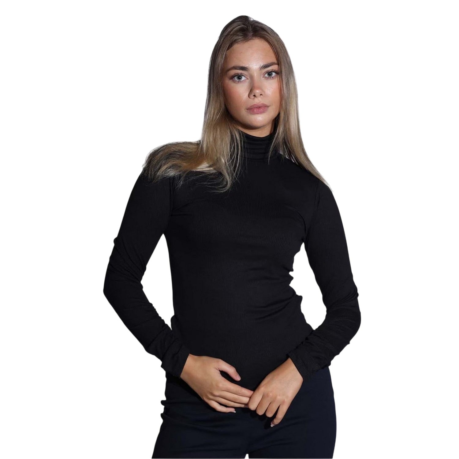 Caviar - Front - Levis Womens-Ladies Ruched Turtle Neck Slim Sweater Top