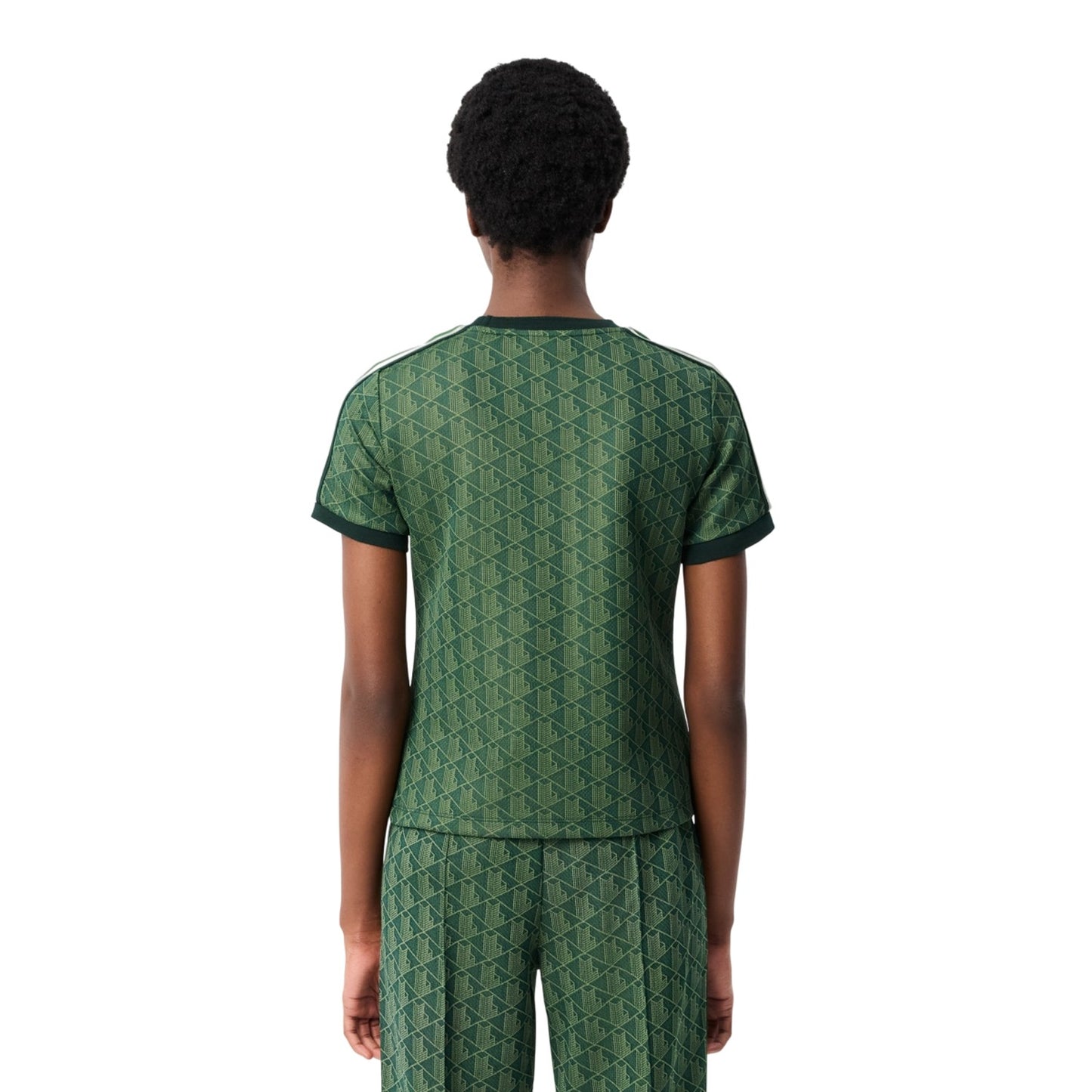 Green - Back - Lacoste Womens-Ladies Monogram Jacquard Slim T-Shirt